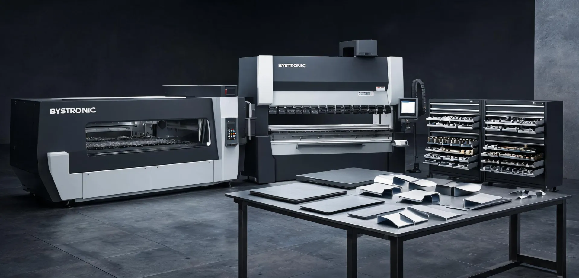 Bystronic laser cutting and press brake production cell